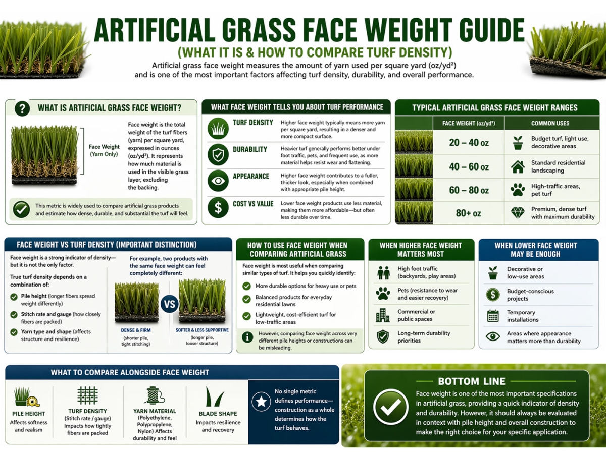 Artificial Grass Face Weight Explained (oz/yd² Guide)