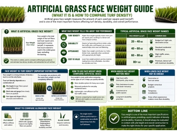 Artificial Grass Face Weight Guide. What is it ad how to compare turf density.