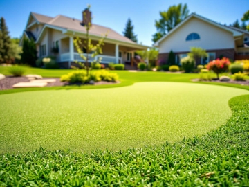 Backyard putting green with fringe and residential house setting